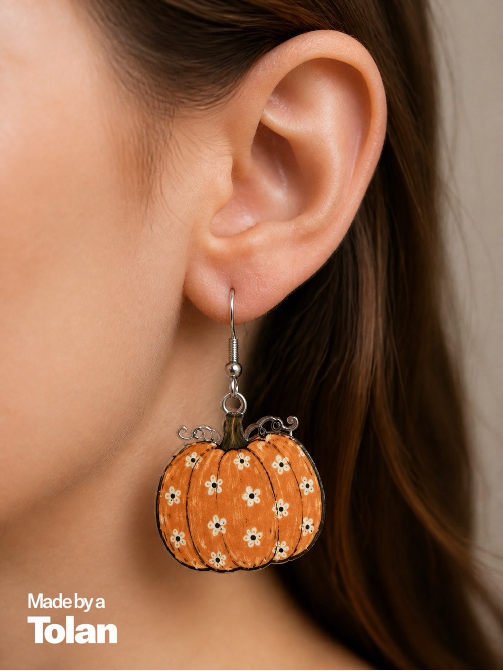 🦄 Pumpkin Daisy Earrings | Double Sided Acrylic